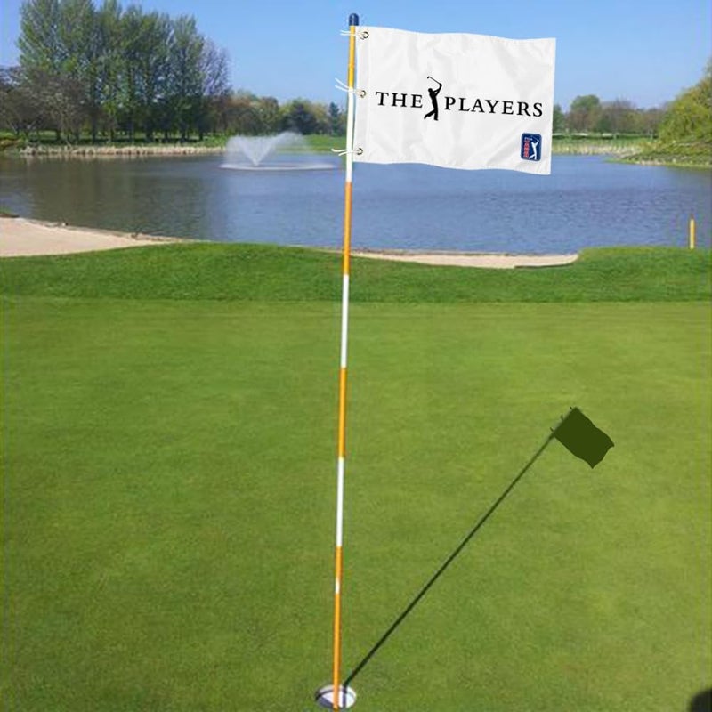 2BUT Golf Players Golf Pin PGA Flag Practic Putting Green Golf Flag For Backyard Garden Double-Sewn 600D Nylon Miniature Pin Flag (white 20"x13" Grommet) - Image 4